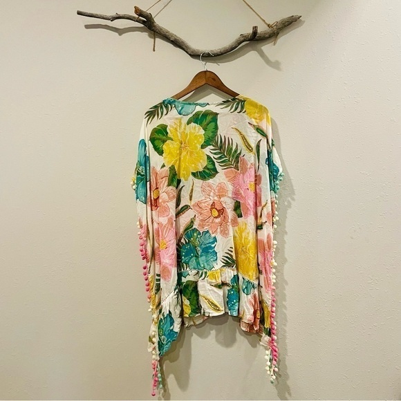 Z&L Europe Tropical Floral Pom Pom Swim Cover - Picture 4 of 10